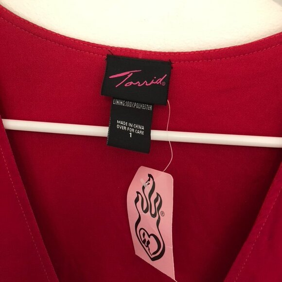 NEW NWT OLD TAG TORRID 1 Plus Size Surplice Chiffon Blouse Raspberry Pink Red 1X - Picture 4 of 15